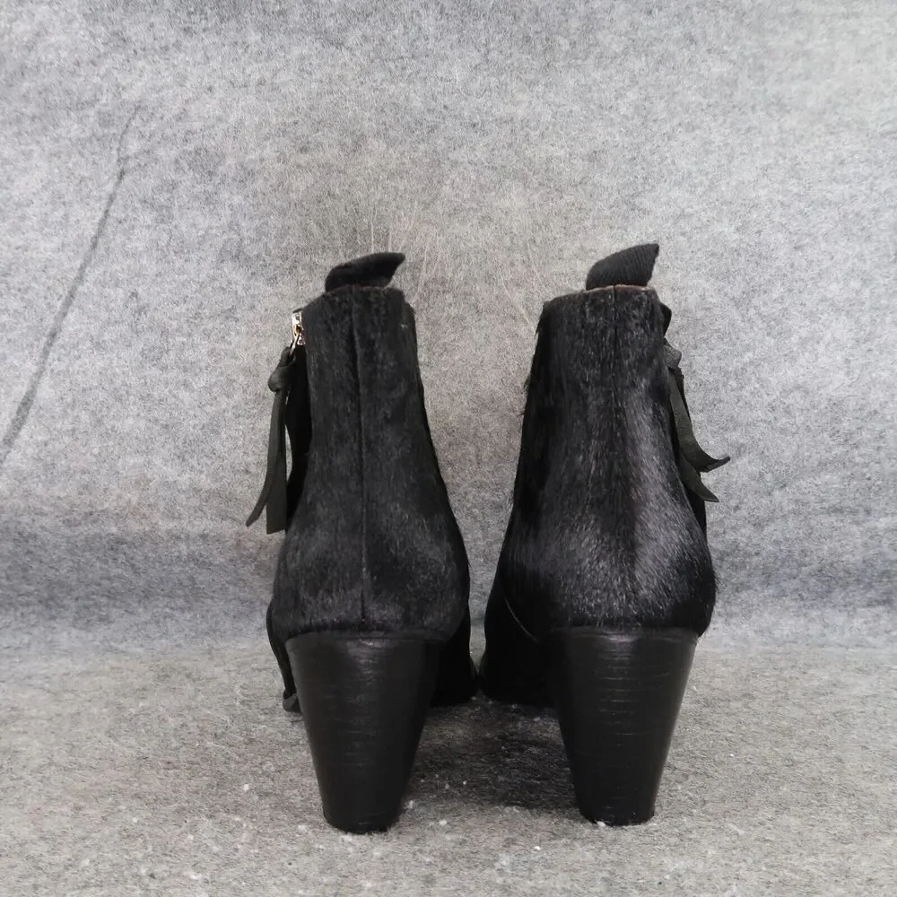 Jigsaw Shoes Womens 40 Booties Leather Calf Hair Fashion Classic Timeless Black